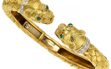 55035: Diamond, Emerald, Platinum, Gold Bracelet, David