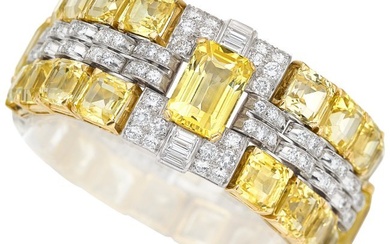 55235: Oscar Heyman Yellow Sapphire, Diamond, Platinum