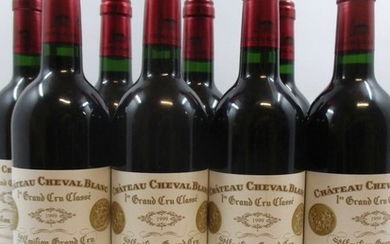 8 bouteilles CHÂTEAU CHEVAL BLANC 1999 1er GCC (A) Saint Emilion (étiquettes fanées)