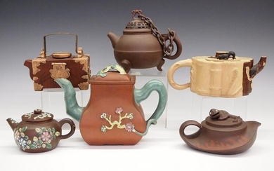 6 Chinese Earthenware Teapots