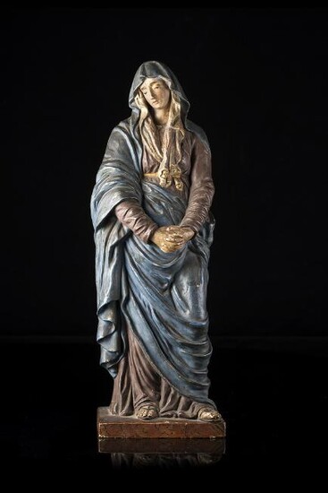 18th-century artist "Virgin" polychrome terracotta