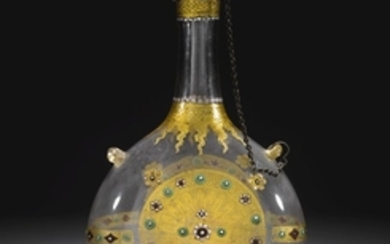 A Venetian enamelled and gilt glass pilgrim flask, probably early 16th century