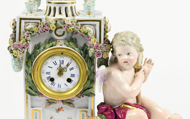 Meissen porcelain figural mantle clock