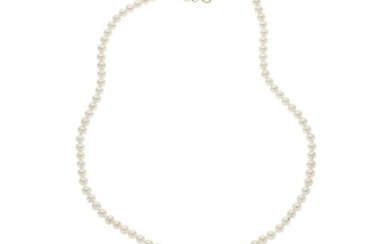 74035: Mikimoto Diamond, Cultured Pearl, Gold Necklace