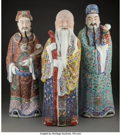 78035: A Group of Three Chinese Porcelain Star Gods Mar