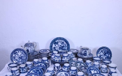 85 pc piece Collection of Blue, White & Gold China