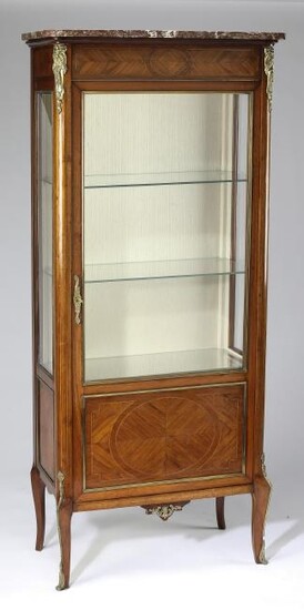Early 20th c.French bronze mounted marble top vitrine