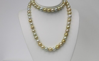 9-13mm South Sea White and Gold Near Round Necklace