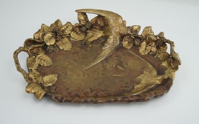 Albert MARIONNET (1852-1910) Bronze tray with golden