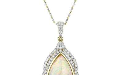 9.93-Carat Opal and Diamond Pendant Necklace