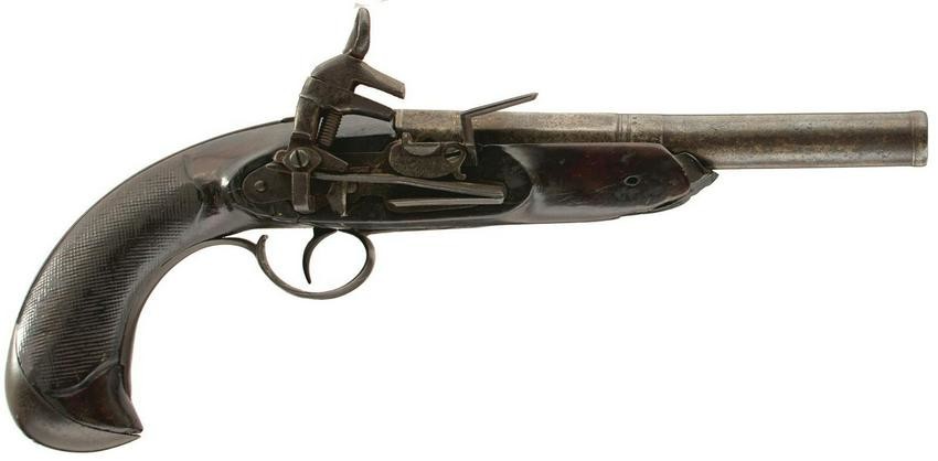 A 16-BORE SPANISH HOLSTER OR OFFICER'S PISTOL, 7.5inch