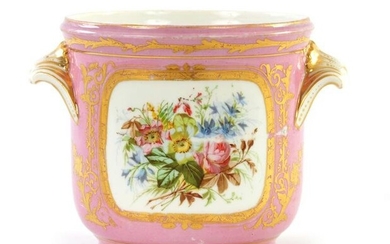 A 19TH CENTURY SEVRES TWO-HANDLED CACHE POT