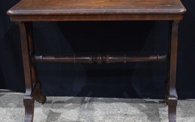 A 19th Century Mahogany side table with spreader on castors 75 x 91 x 48cm.