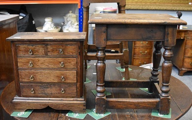 A 19th Century Oak Miniature Four Height Chest of Drawers,...
