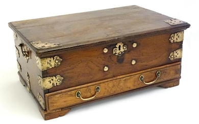 A 19thC Dutch colonial Paduak wood box with pierced