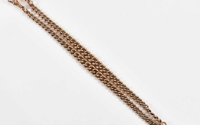 A 9ct rose gold Albert chain and T-bar, length 40cm,...