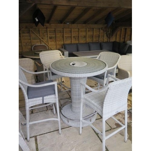 A Bramblecrest Chester 96cm round bar table and four bar sto...
