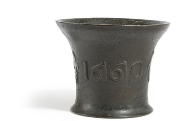 A CHARLES II DATED BRONZE MORTAR BY EDWARD...