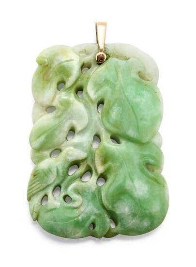 A CHINESE CERTIFIED CARVED JADE PENDANT, the