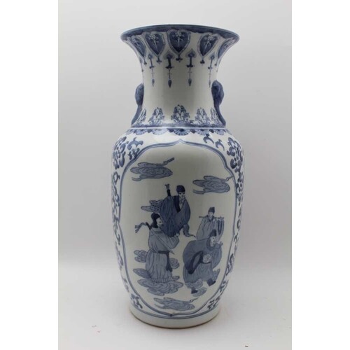 A CHINESE PORCELAIN VASE, considered Qing Dynasty, cobalt bl...