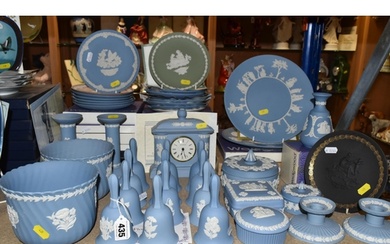 A COLLECTION OF WEDGWOOD BLUE JASPER WARES ETC, to include ...