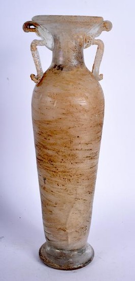 A CONTINENTAL ANTIQUITY STYLE ROMANESQUE GLASS VASE. 25