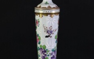 A Ceramic Floral Derocated Candlestick H: 35cm (Loose from base)