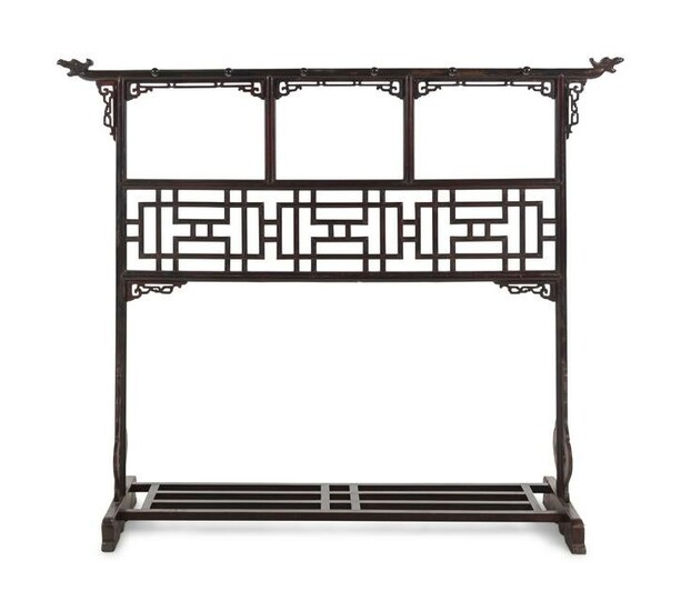 A Chinese Brown Lacquered Softwood Cloth Rack