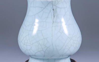 A Chinese Pale Celadon Crackle Glazed Vase, with underglazed...
