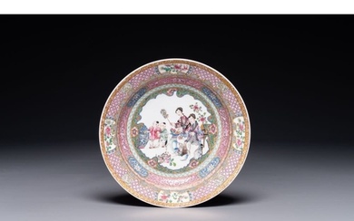 A Chinese famille rose semi-eggshell ruby-back plate, 19/20t...