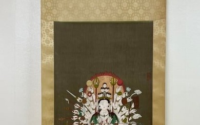 A Chinese ink painting hanging scroll of Bodhisattva painting on silk, Zhang Daqian