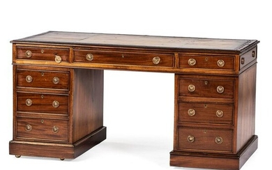 A Chippendale Style Walnut Partners Desk
