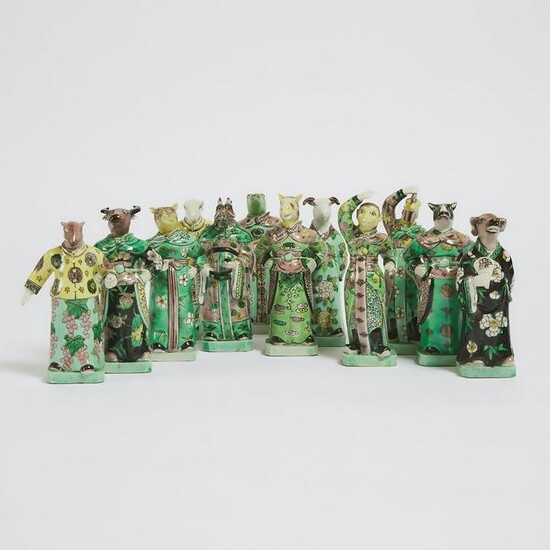 A Complete Set of Twelve Famille Verte Porcelain