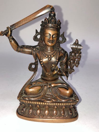 A Copper Alloy Figurine of Manjushri.