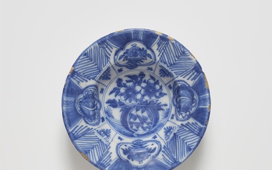 A Delftware dish with Wanli style decor