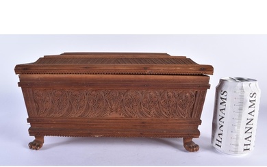 A FINE MID 19TH CENTURY ANGLO INDIAN CARVED WOOD CASKET AND ...
