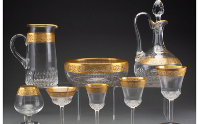 A Fifty-Six Piece St. Louis Thistle Pattern Glass Stemware Service (20th century)