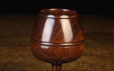 A Fine 19th Century Lignum Vitae Goblet or Small Wassail Bowl. The brandy balloon-shaped tapered bow