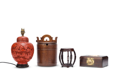 A GROUP OF WOOD AND LACQUER ITEMS 19th/20th century