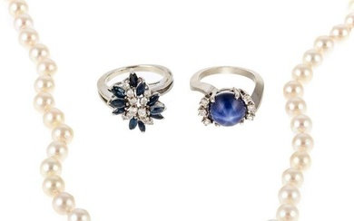 A Group of Diamond, Sapphire & Pearl Jewelry