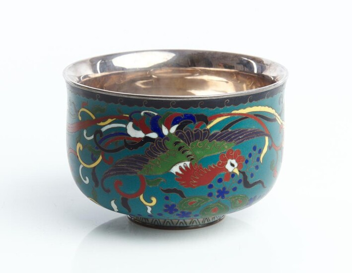 A JAPANESE SILVER-LINED CLOISONNE BOWL MEIJI PERIOD (1868-1912)
