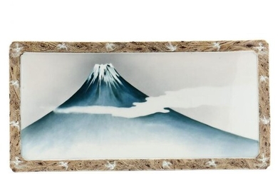 A Japanese Porcelain Plaque with Mount Fuji