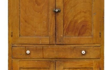 A LATE 19TH C. GRAIN PAINTED KITCHEN CABINET