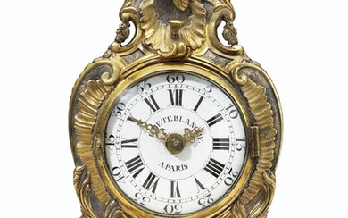 A LOUIS XV GILT AND SILVERED-BRONZE TRAVELING CLOCK, CIRCA 1750, THE MOVEMENT SIGNED I TETEBLANCHE