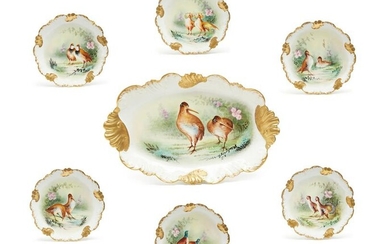 A Limoges game birds platter and plate set