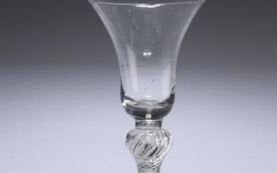 A MULTI-SPIRAL AIR-TWIST WINE GLASS, CIRCA 1750, the