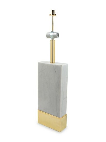 A Modernist Chromed Metal and Marble Lamp