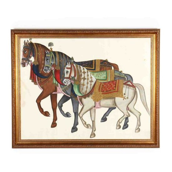 A Mughal Style Painting of Horses