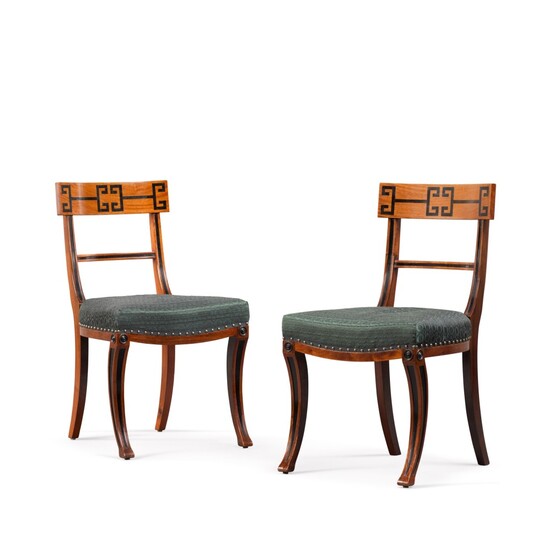 A PAIR OF PADOUK SIDE CHAIRS, 20TH CENTURY, IN THE MANNER OF THOMAS HOPE