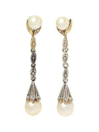 A Pair Of White Gold And Cultured Pearl Earclips